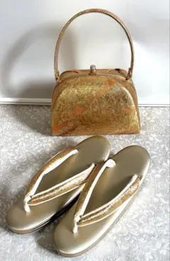 Lサイズ　24.5㎝ 草履　バッグ　セット　シャンパンゴールド留袖　振袖　訪問着