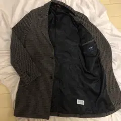 ビームス　ブラウンコート　チェック柄　メンズSサイズ