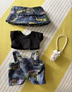 【新品未使用】ぬい服 プリントサロペット 4点セット 15〜17cm対応のサムネイル