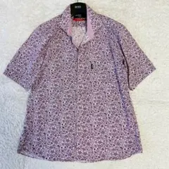美品　希少サイズ　プレイボーイ　半袖シャツ　XL　花柄　パープル　ホリゾンタルのサムネイル