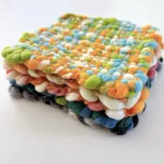 コースター5枚 手織りミニマット 敷物 織物 スラブヤーン ハンドメイド