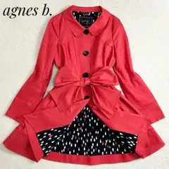 アニエスべー　ステンカラーコート　レッド　free 匿名配送