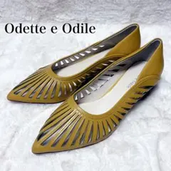 Odette e Odile 美品 イエロー カットワーク パンプス 24.5のサムネイル