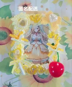 【ハンドメイド】ホイップデコ B8 硬質カードケース さくらんぼハートイエロー