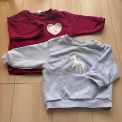 アプレレクール　トレーナー　2枚セット　レッド/ラベンダー　80cm