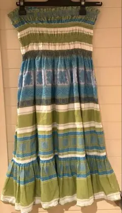 カラフルストライプ　チューブトップ　ワンピース M