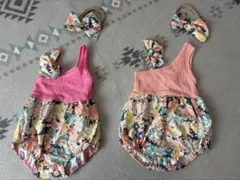 フラワープリントロンパース2着セット