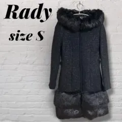 Rady ウールツイードコート ファー付き ブラック Sのサムネイル