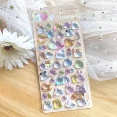 オバケーヌ　立体シール　うるちゅる　おばけシール 人気　可愛い　一枚　猫　黄色