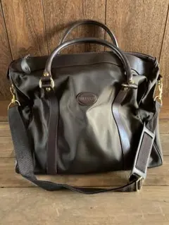 ダークブラウン ボストンバッグ 合皮