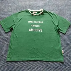 USED☆ピンクラテ　女の子160cm　グリーン半袖Tシャツ