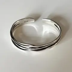 【残り1点！】S925 シルバー ツイスト デザイン バングル ブレスレット