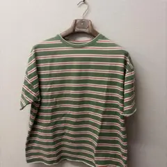 ボーダー 半袖 Tシャツ グリーン レッドのサムネイル