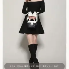 ダーリッチ　オフショルフレアニットミニワンピース　春服