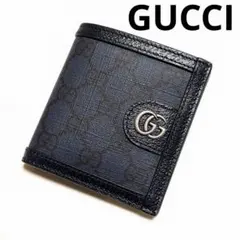 GUCCI 二つ折り財布 GGスプリーム ダブルGロゴ 美品 未使用 箱付き