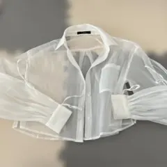 w closet ホワイト長袖シャツ　シースルー