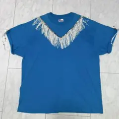 y2k ウエスタン　フリンジ　Tシャツ　ブルー　古着 メキシカンのサムネイル
