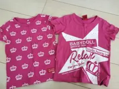 BABYDOLL ピンク クラウン柄 Tシャツ　2枚セット