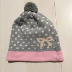 ポンポン付きニット帽 42〜46cm
