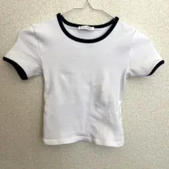 【美品】ZARA リンガーTシャツ ホワイト×ネイビー　ピチT Sサイズ
