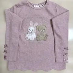 mezzo piano 140長袖カットソー ホワイト シルバーラメ入り　刺繍