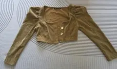 ZARA コーデュロイ クロップドトップス パフスリーブ スクエアネック S