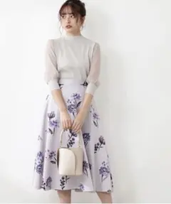 EDIT COLOGNE フラワープリントフレアスカート
