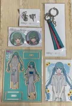 初音ミク×earth　コラボ　piapro 缶バッジ　アクスタ　5点セット