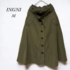 《イング》INGNI 美品　ベルト付きフレアスカートMオリーブ