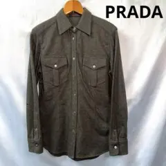 確実正規品　PRADA プラダ　ウールシャツ　ミリタリーシャツ　カーキのサムネイル