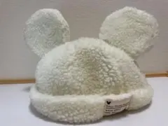 ディズニーリゾート　ランド　シー　帽子　ボアハット耳付　ホワイト　ファンキャップ