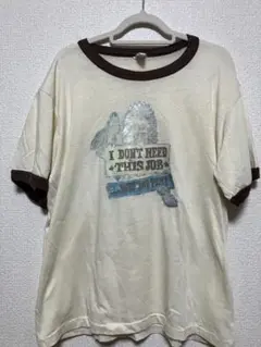 vintage 謎プリントリンガーTシャツ　80s 90s