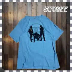 【激レア】STUSSY ステューシー 半袖 tシャツ ブルー プリントt L