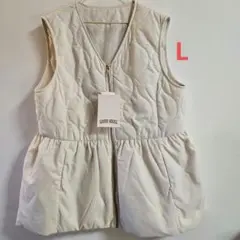 【新品】しまむら キルティング ダウンベスト ホワイト L SunnyHouse