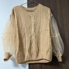 大きいサイズ★ベージュ★ケーブル編み★ニットセーター