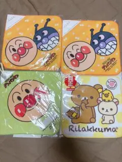 新品・未開封 アンパンマン リラックマ ハンカチ ミニタオル 4枚セット