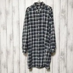 GU ジーユー (L)　チェック ロングシャツ　ポケットあり