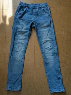 ライトブルーデニム ストレートパンツ ゴムウエスト