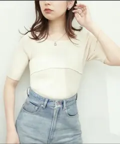 natural couture(ナチュラルクチュール)切替えコンパクトリブニットのサムネイル