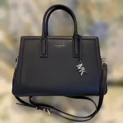 MICHAEL KORS 黒 ツーウェイ ショルダーバッグ MKロゴチャーム付き