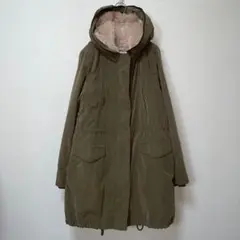 ページボーイ　オリーブ色　フェイクファー　フード付き　モッズコート　2way