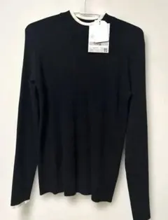 RNTリブハイショクHNPO しまむら　リブニットクルーネックニット　ブラック