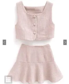 GRL ツイードビスチェ×ミニスカートセットアップ ピンク [dk1255]