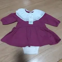 新品♡petit main フリル付きロンパース 80 ピンク♡