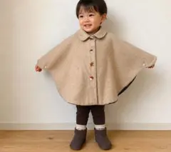 ファミリア　familiar ポンチョ　ベージュ　100cm 秋冬　防寒着