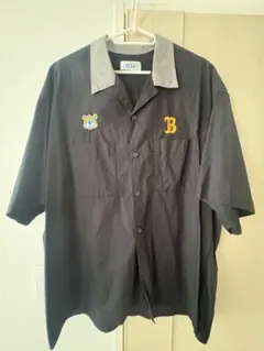 UCLA ビッグシルエットサテン刺繍オープンカラーシャツ