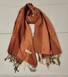 新品【パシュミナ】レオパード柄 ヒョウ柄 オレンジ系 バイカラー 大判ストール