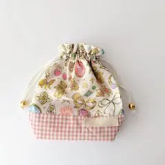 ハンドメイド　ユキエモン　給食袋　女の子　ピンク　コップ袋　入園入学　給食袋