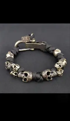 ■■【ブラック】■カッコよくてお洒落なビンテージデザイン【スカル ブレスレット】