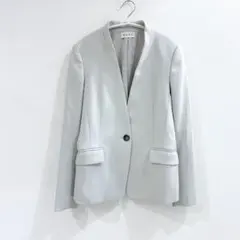 【極美品】PLST プラステ　ノーカラージャケット　ライトグレー　S